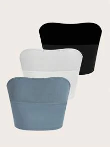 SHEIN Unity 3pcs Solid Tube Top - Multicolor - View 2