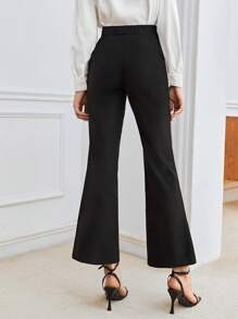 BizChic Split Hem Flare Leg Pants - Black - View 2