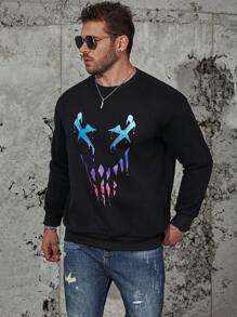 Manfinity LEGND Men Plus Graphic Print Sweatshirt - Black - View 4