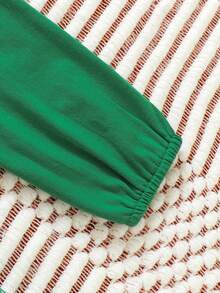 SHEIN 女嬰條紋圖案和聖誕圖案插肩袖洋裝和帽