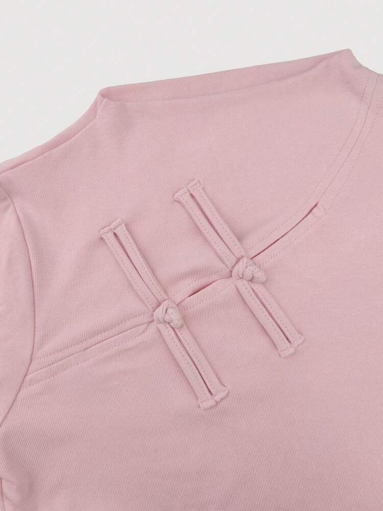 Solid Cut Out Tee Fall Cloth For Women