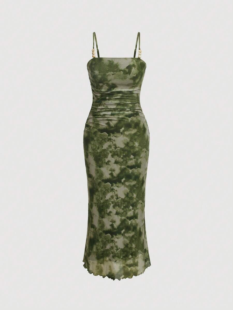 SHEIN MOD Váy Cami nhuộm không có áo len - xanh quân đội - Xem 1