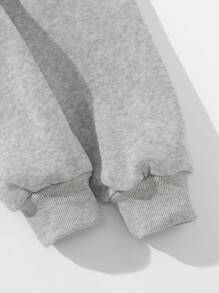 SHEIN LUNE Christmas Tree Print Thermal Lined Sweatshirt - Light Grey - View 3