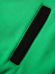 Aesthetic Post 男士字母圖案撞色飛行員夾克不帶T恤 - 綠色 - 查看 5