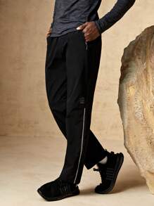 In My Nature 男士字母圖案腰部抽繩長褲 - 黑色 - 查看 7