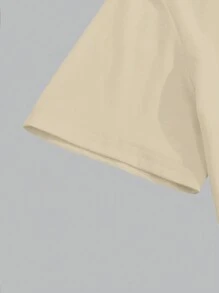 Hombres Camiseta con estampado de montaña - Caqui - Ver 3