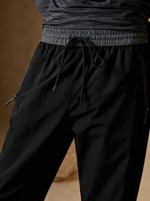 In My Nature 男士字母圖案腰部抽繩長褲 - 黑色 - 查看 6