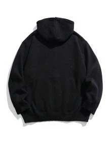 Men Zip Up Hooded Cardigan - Black - View 2