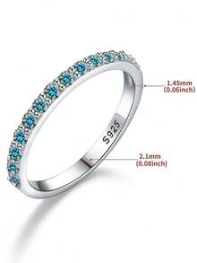 1入組閃耀莫桑石水鑽訂婚戒指婚戒適合女士S925純銀彩色定情戒指永恆戒指週年紀念日戒指情人節奢華首飾類禮物 - 銀色 - 查看 2