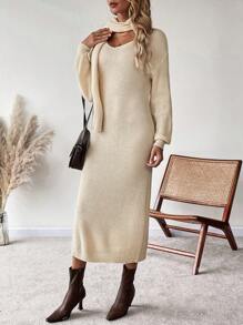 SHEIN LUNE Drop Shoulder Sweater Dress