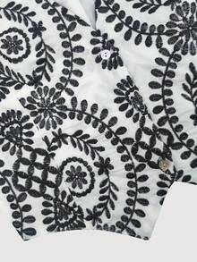 SHEIN MOD Top tank con estampado floral con botón delantero - Negro - Ver 4