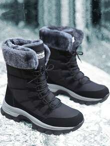 Men's Plush Snow Boots Black - Black - View 2