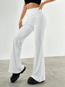 Muchica 寬腰帶喇叭褲 - 白色 - 查看 1