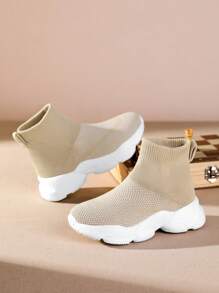 Breathable Mesh Sneakers For Kids' Casual And Sports Wear - Khaki - View 2