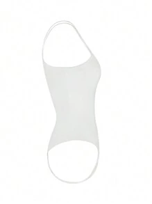 SHEIN Essnce 單肩鏤空連身背心 - 白色 - 查看 3