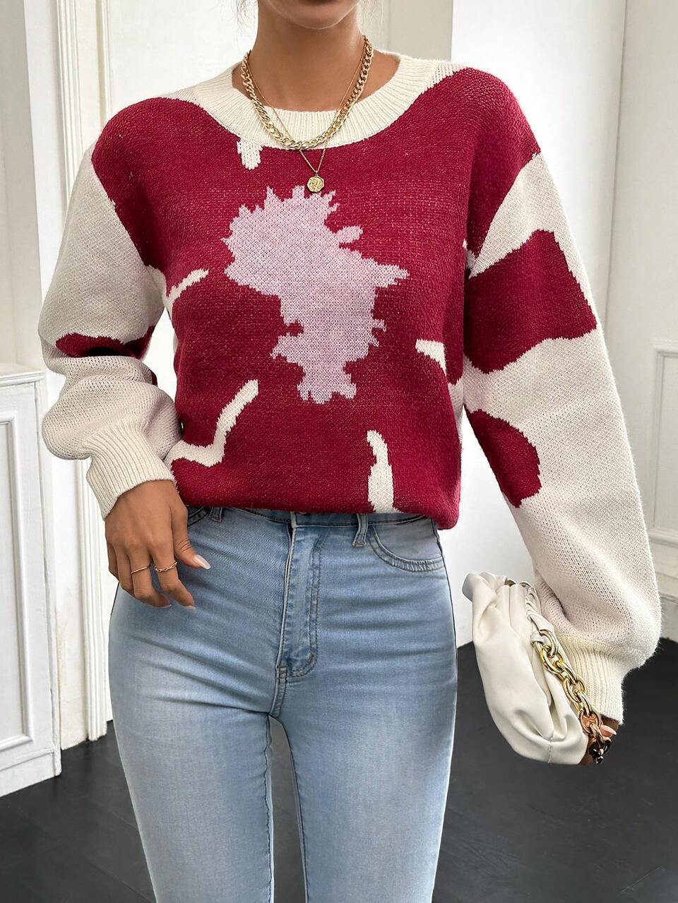 Colorblock Drop Shoulder Sweater
