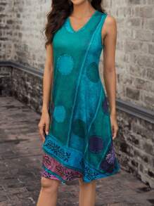 EMERY ROSE Graphic Print Tank Dress - Mint Green - View 4