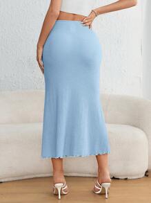 Firerie Lettuce Trim Mermaid Hem Skirt - Baby Blue - View 2
