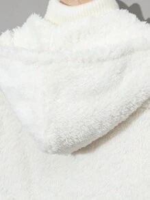 Cậu bé Tween Thư được vá áo có mũ Áo khoác Teddy Không có áo len - Màu be - Xem 3