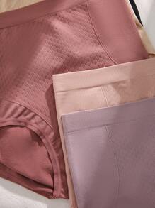 Women's Casual Plain Slight Stretch Multicolor Briefs Set - Multicolor - View 3