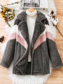 SHEIN 女大童撞色西裝領外套無毛衣 - 灰色 - 查看 1