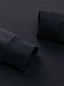 男士表情印花运动衫和抽绳腰运动裤，适合万圣节和秋季服装 - 黑色 - 查看 9