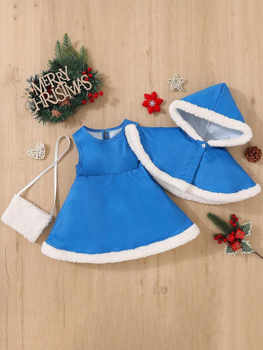 Bebé niña Vestido con forro teddy con capucha & Abrigo capa - Multicolor - Ver 1