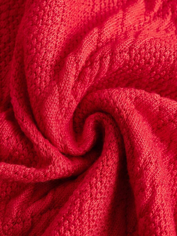 Teen Girl Lantern Sleeve Cable Knit Dress Without Belt for Christmas