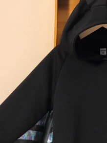 SHEIN Chicos Camiseta unicolor con capucha - Negro - Ver 3