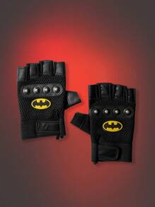 Batman X ROMWE 1pair Bat Print Fingerless Gloves