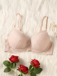 صدرية أنيقة للنساء بلون أحادي مع حمالة سلكية - وردي - مشاهدة 1