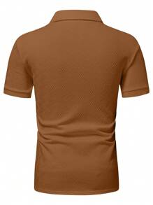 Manfinity Homme Men Quarter Zip Polo Shirt - Brown - View 2