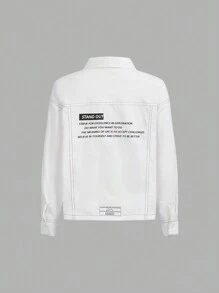 SHEIN Tween Girl Slogan Graphic Drop Shoulder Shirt - White - View 2