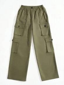 SHEIN EZwear Flap Pocket Side Cargo Pants