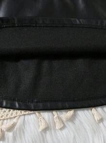 SHEIN Young Girl Solid Tee & Overall Dress - Black and White - View 3