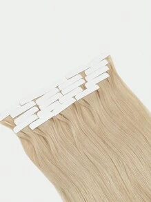 20pcs Tape In Hair Straight Light Brown #18K Color 150% 18-22 Inch Remy Human Hair Tape In Hair Extension Light Brown Color Tape In Hair Tape Ins Hair Extensions - S22 - View 4