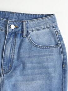 SHEIN EZwear Ripped Straight Leg Jeans - Medium Wash - View 6