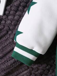 Baby Boy Letter Graphic Colorblock Hooded Jumpsuit - Green - View 6