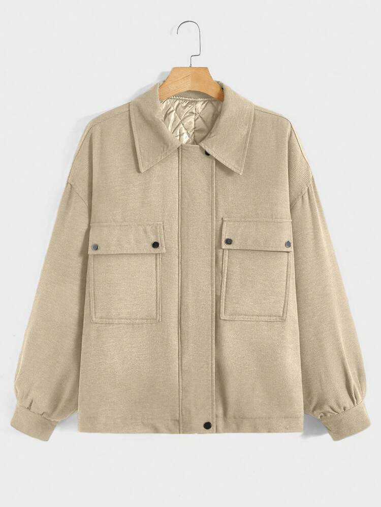 Men's Oversized Flap Pocket Drop Shoulder Padded Coat