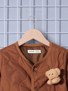 SHEIN Ragazzino Cappotto trapunto Orso 3D applique con bottone