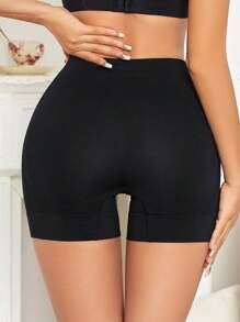 Women's Casual Comfy Black Plain Slight Stretch Short Underwear