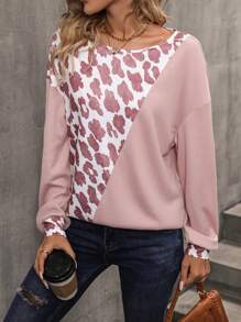 EMERY ROSE Graphic Print Drop Shoulder Sweatshirt - Pink - View 5