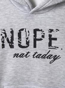 SHEIN Tween Boy Letter Graphic Kangaroo Pocket Hoodie & Sweatpants - Multicolor - View 4