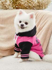 XYZ Studio Artist Retro Street 1pc Pink Baseball Hoodie Letter Pattern Knit Pet Sweatshirt, Holiday, Valentine's Day - Multicolor - View 5