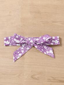 SHEIN 女小童碎花繫腰帶洋裝 - 紫色 - 查看 5