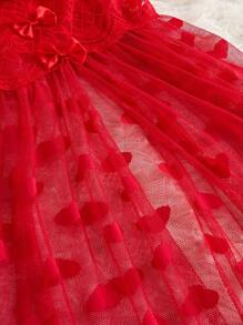 Snug Zone Camisón largo de vestido con estampado de corazón en malla - Rojo - Ver 8