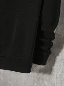 GENTILAND Men Letter Graphic Two Tone Drawstring Hoodie - Grey - View 3