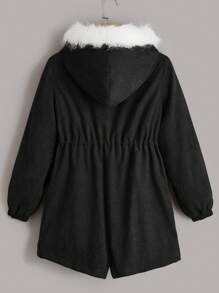 SHEIN EZwear Manteau parka à capuche avec taille à cordon et garniture en fourrure, pour l'hiver