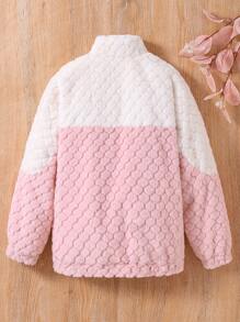 SHEIN Tween Girl Two Tone Teddy Jacket & Bag - Multicolor - View 2