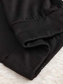 女士保暖字母刺繡保暖褲 - 黑色 - 查看 6